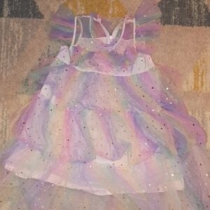 Rainbow Tulle Dress with Glitter